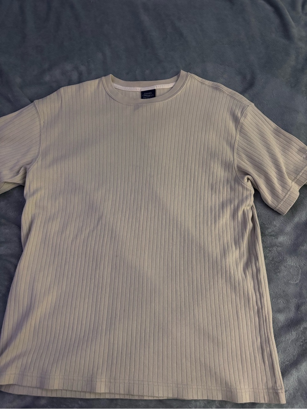 Daniel Cremieux Ribbed Crewneck Short Sleeve Tee - Beige